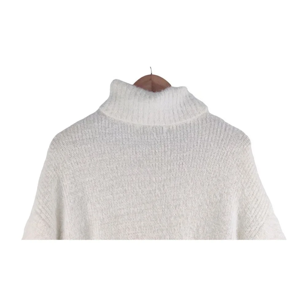 Fuzzy Sweater Winter White sz OX by Sonoma Cowl Neck Women's Cozy Soft Knit